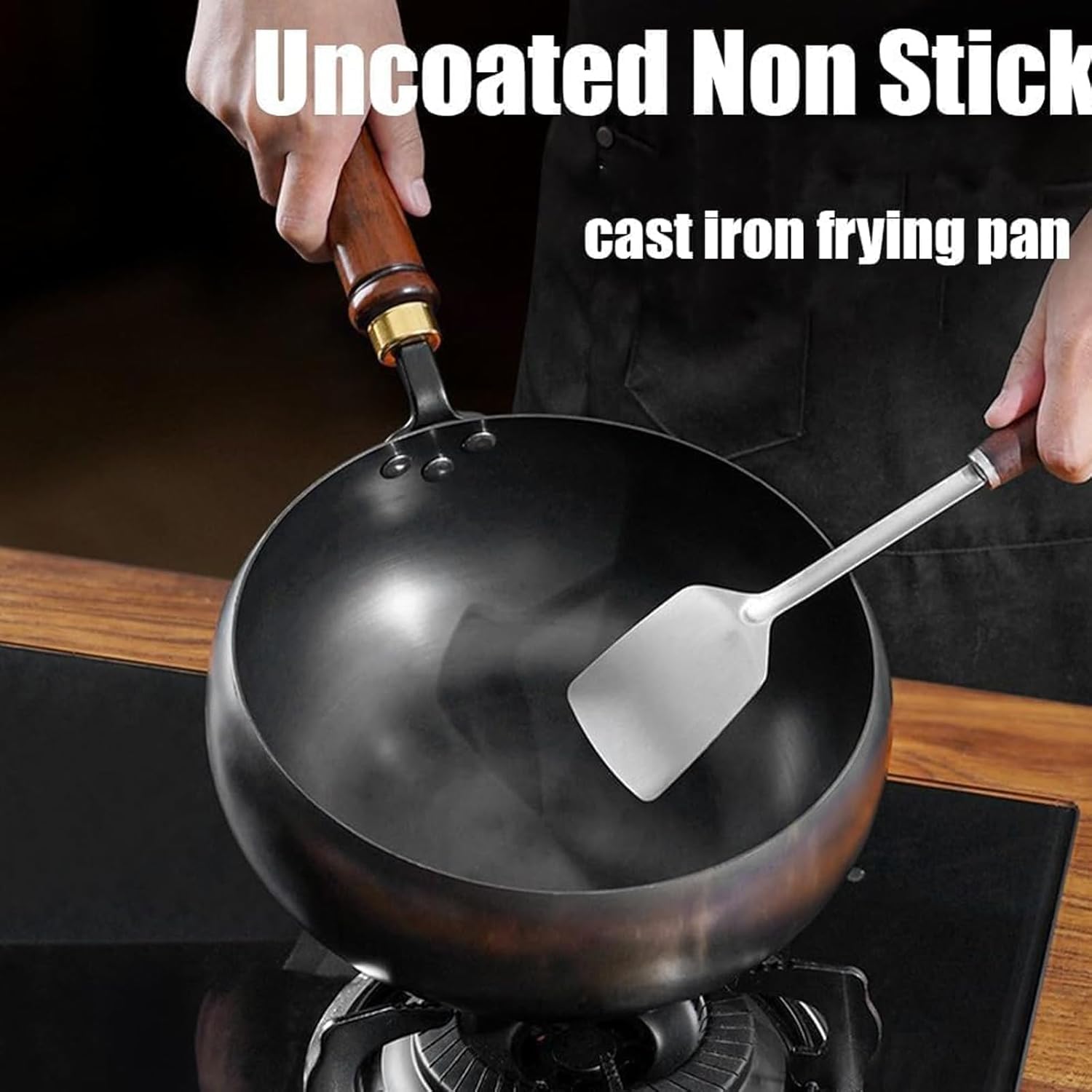 Japanese Cast Iron Cookware,Cast Iron Wok,Iron for Cooking,Handmade Forging Small Frying Pan, Mini Iron Pan, Uncoated, Non Stick Household Frying Pan(26cm)