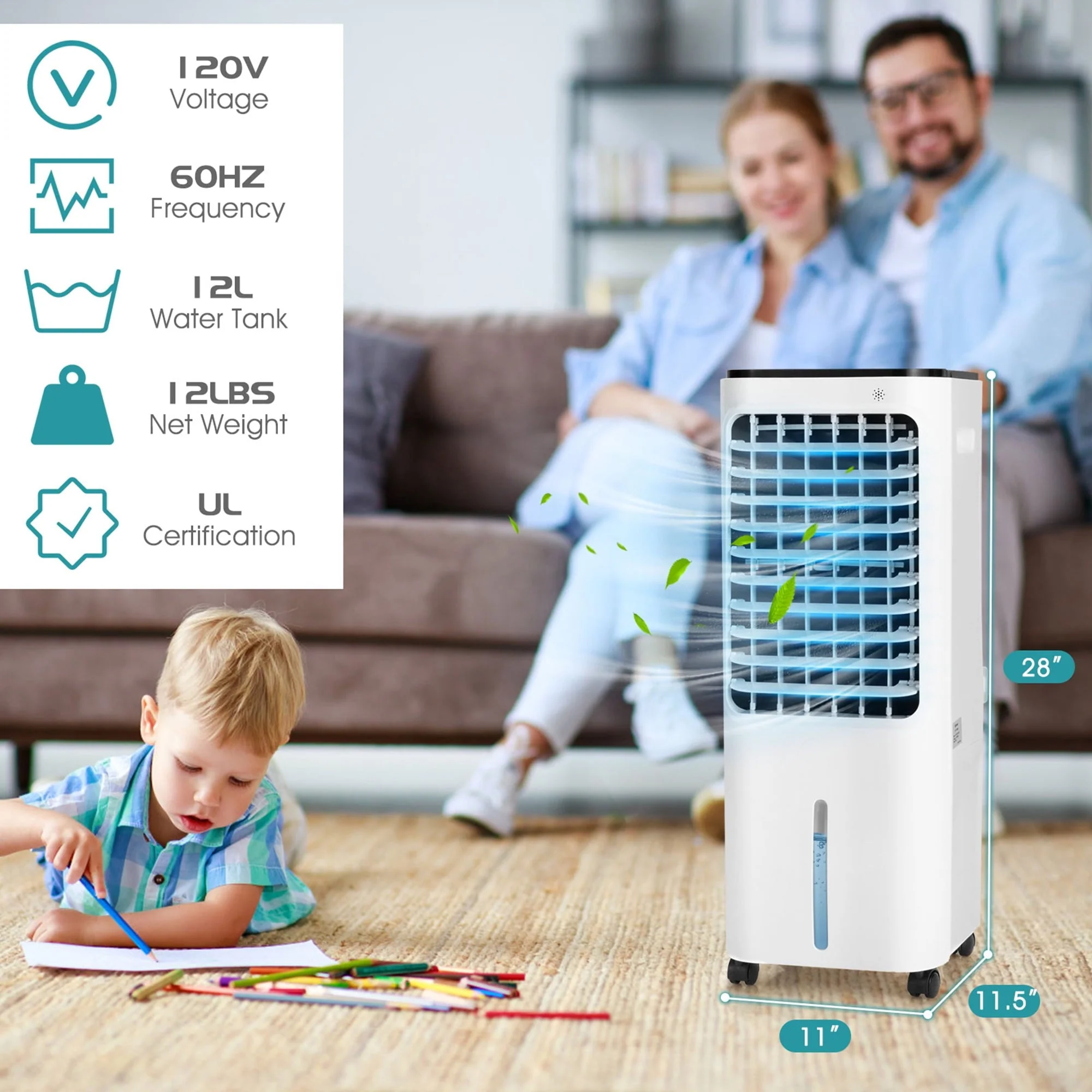 Gymax Evaporative Cooler Portable Air Cooler w/ 4 Ice Boxes & Remote Control - Image 2