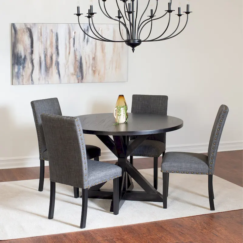 Roundhill Furniture Mytzi 5-Piece Dining Set: Cross-Buck Table with 4 Elegant Chairs