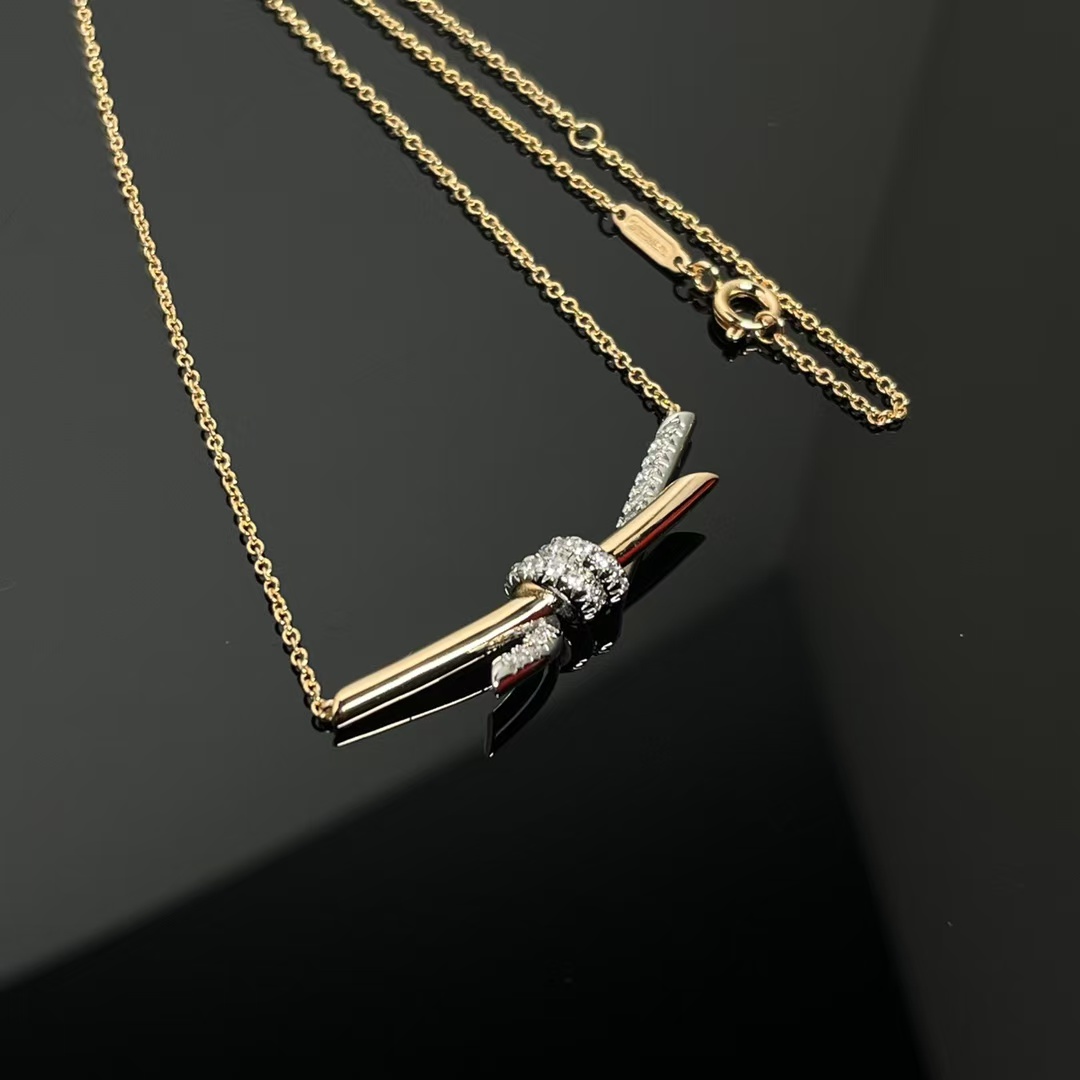 Tiffany Knot Pendant Necklace - Mixed Metal Color - Original Replica Club