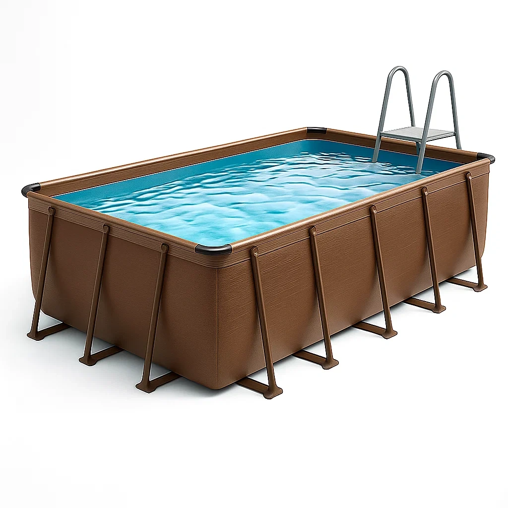 Piscina tubular rectangular desmontable de acero 532x265x119 cm marrón con filtro y escalera flrKaNW193TX
