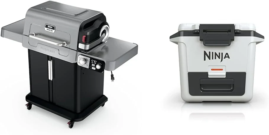 Ninja FlexFlame, Grill and Smoker, Electric and Propane Grill, Roaster, BBQ Grill, 5-in-1 Cooking System, 3 Burner, Digital Control, Outdoor Cooking, Griddle, Pizza Maker, Stainless Steel, PG301