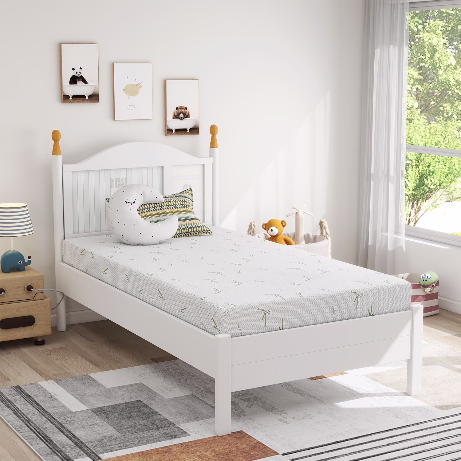 6 in Twin Mattress in a Box, Memory Foam Mattress with Bamboo Cover, Made in USA(California King/8)