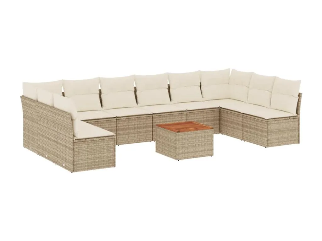 Lluesmamuebles Set de sofás de jardín 11pzas con cojines ratán sintético beige