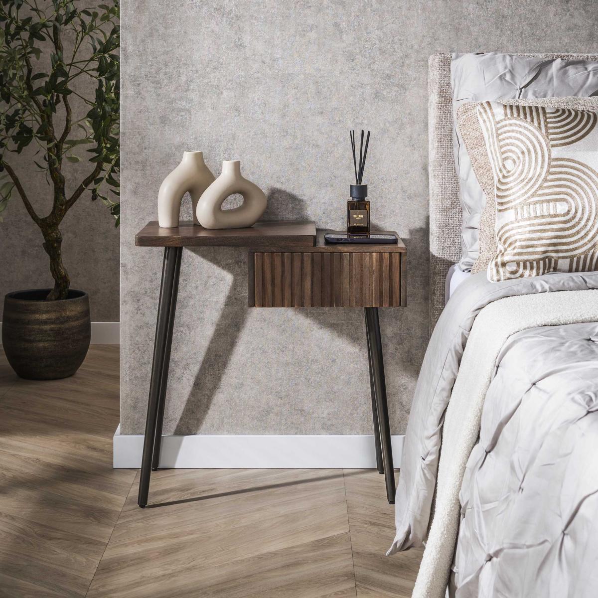 Fraaai - Marino nachtkastje - 1 lade en legplank - acaciahout - links