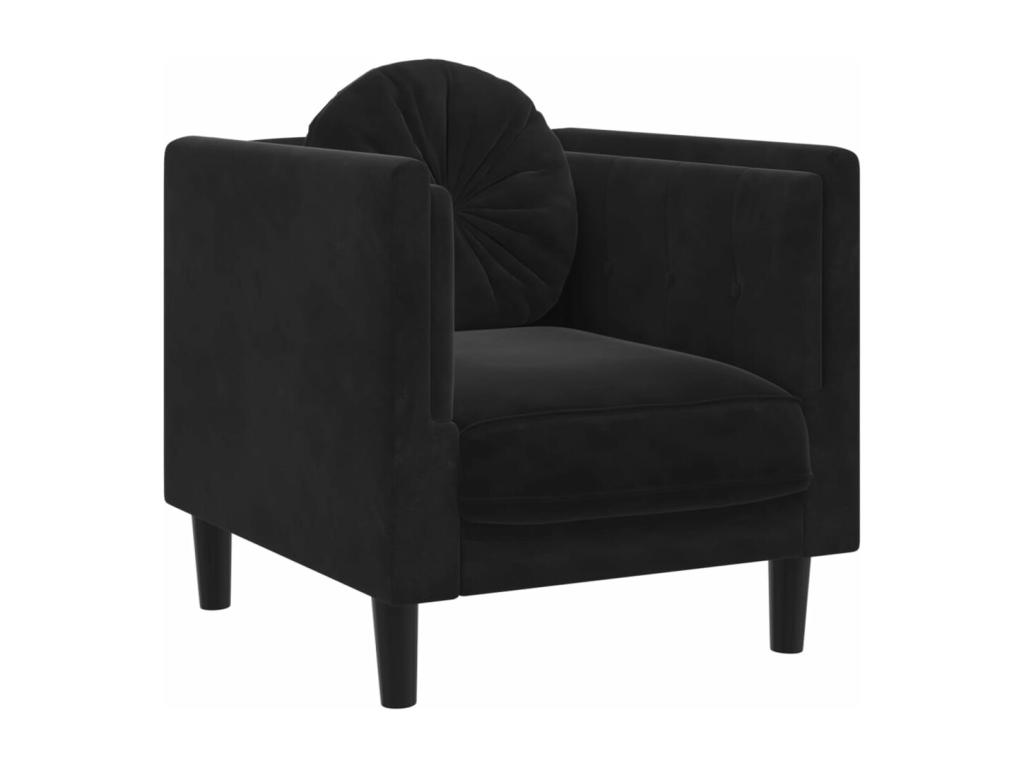 Sillón con cojín terciopelo negro