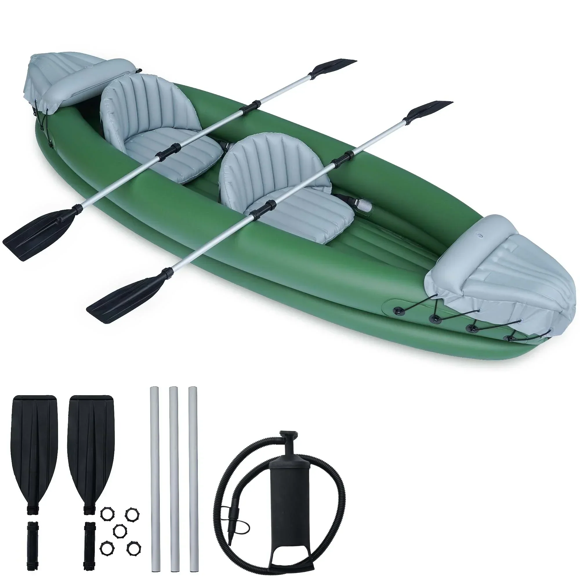 Naipo 2 Person Inflatable Kayak With Aluminum Oars, Carry Bag, Patch And Air Pump - 125.9 x 41.3 x 23.6 Inches