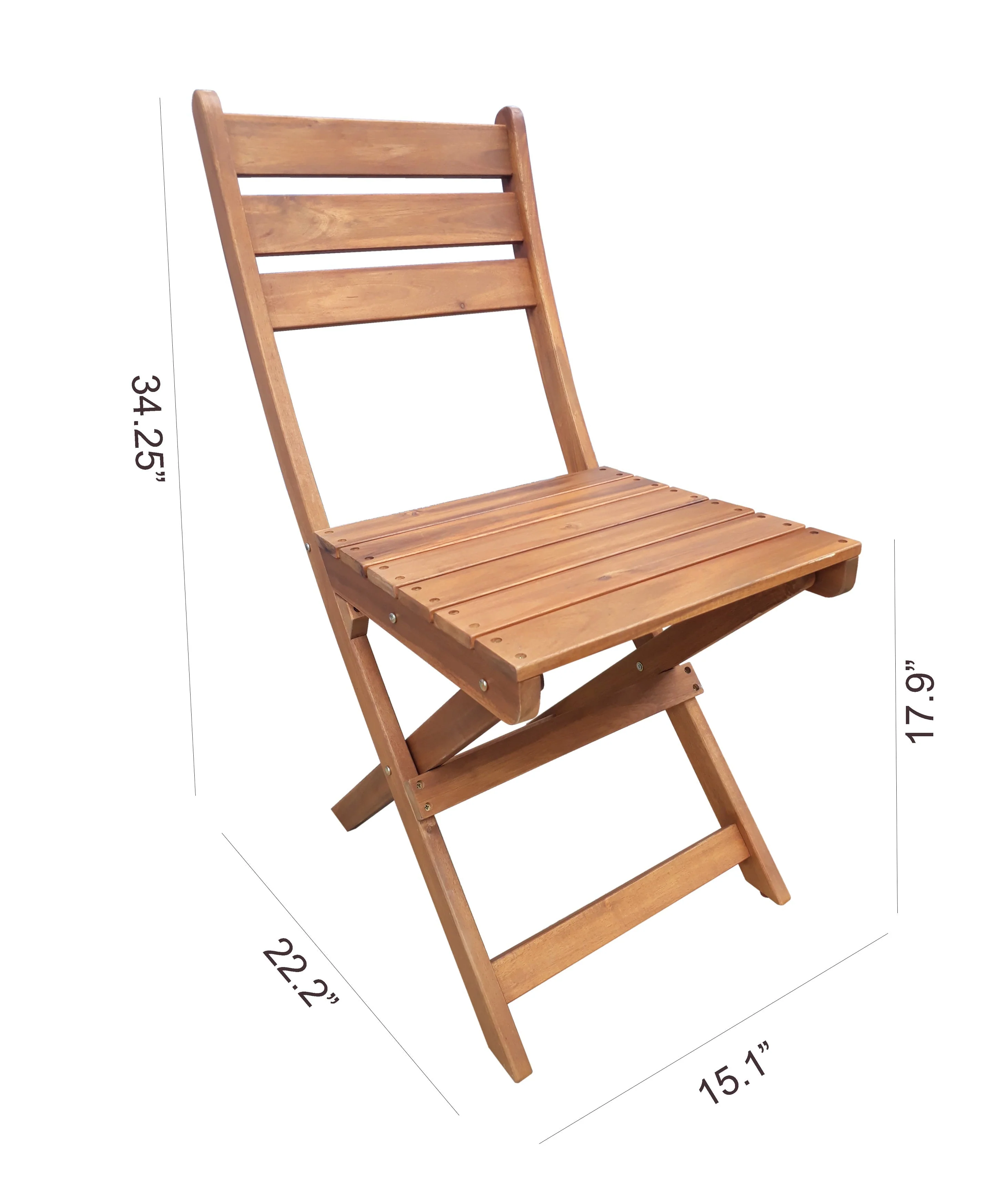 Mainstays Outdoor Patio 3-Piece Wood Bistro Set, Natural Color - Image 8