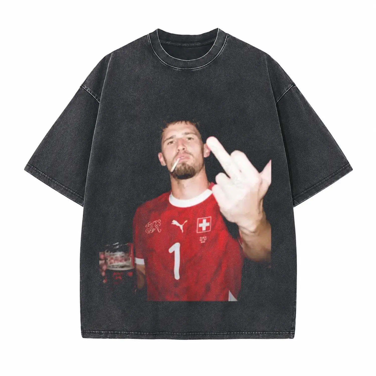 Rock N Roll Vibe Football Printed Unisex Washed T-Shirt