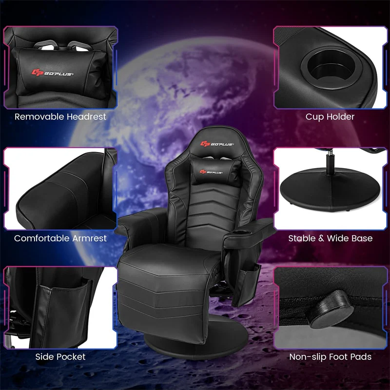 Eletriclife Height Adjustable Massage Gaming Recliner Chair with Retractable Footrest