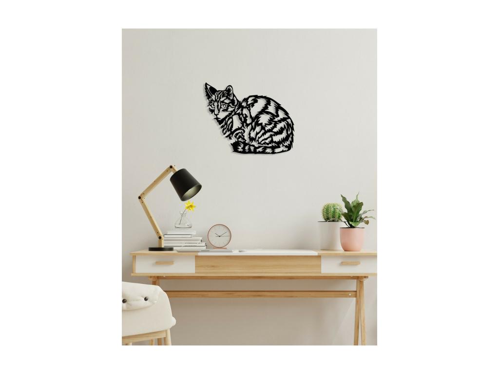 Decoración de Metal Gato 46, Negro, 50x0,15x40 cm, Tucasago