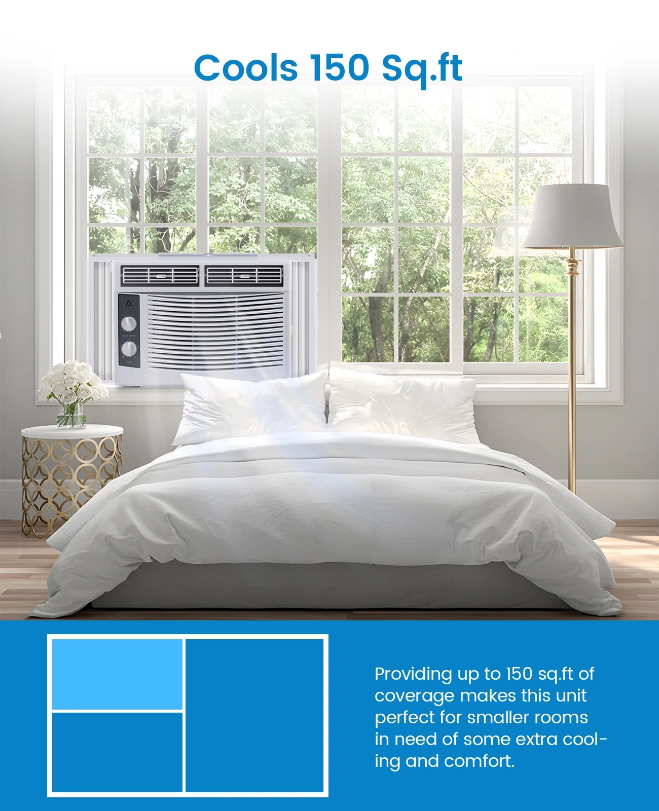 Garvee 5000 BTU Window Air Conditioner,Fast Cooling for Rooms up to 150 Sq. ft,Window Ac Unit with 7 Level Temperature Setting,White - Image 6
