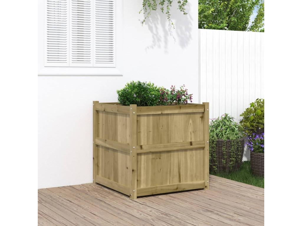 Jardinera de madera de pino impregnada 70x70x70 cm