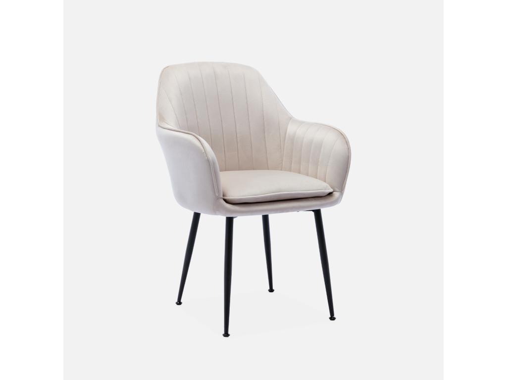 Sillón de terciopelo con patas de metal blanc cassé