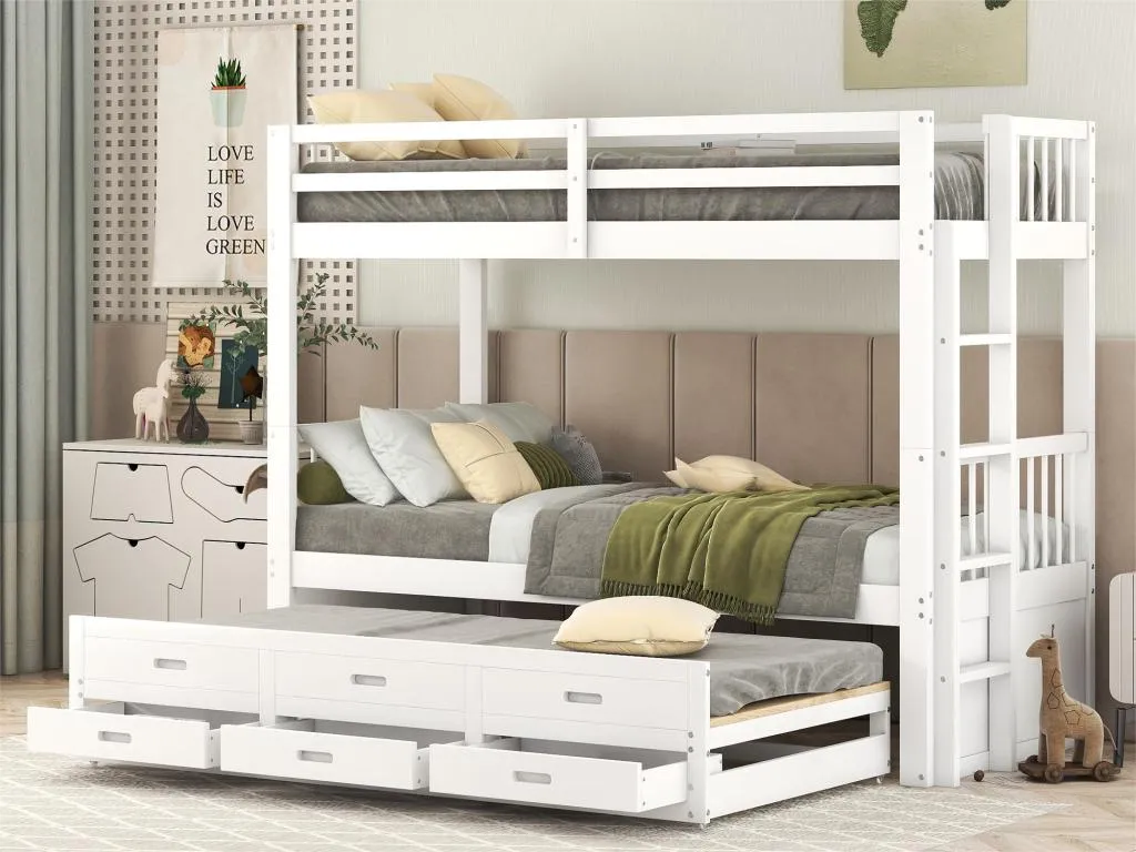 Litera 90x200cm - con cama Sancaldeco y 3 cajones - en Sancaldeco maciza de Sancaldeco y MDF - Blanco MSDC99489