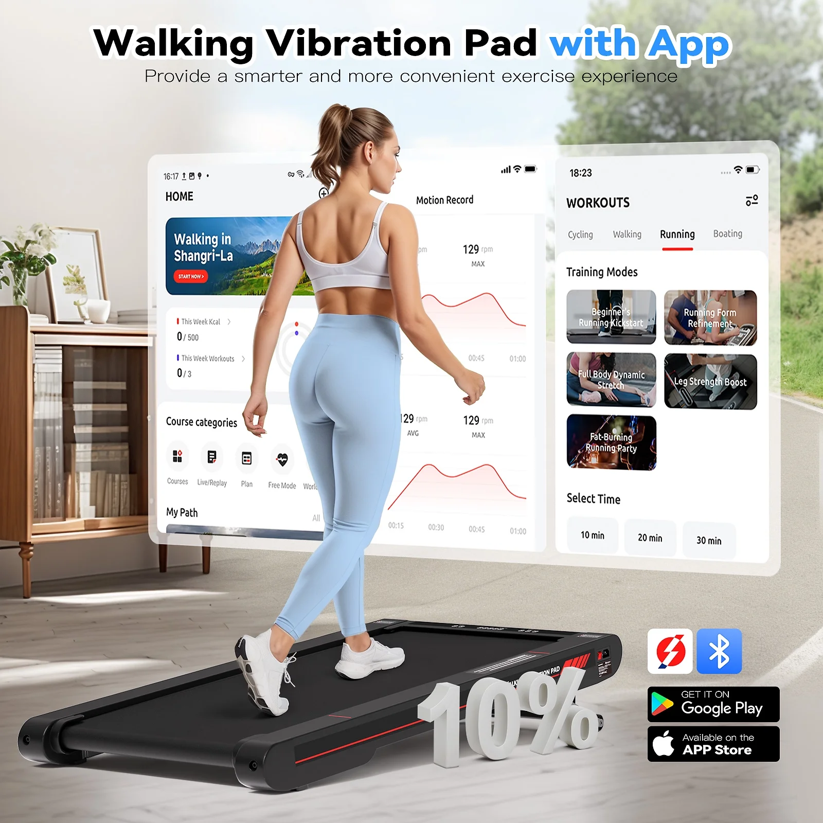 Sperax Walking Pad Treadmill with APP,3 in 1 Portable Under Desk Treadmill Fitness,Walking Vibration Workout Pad with Remote Control - Image 8