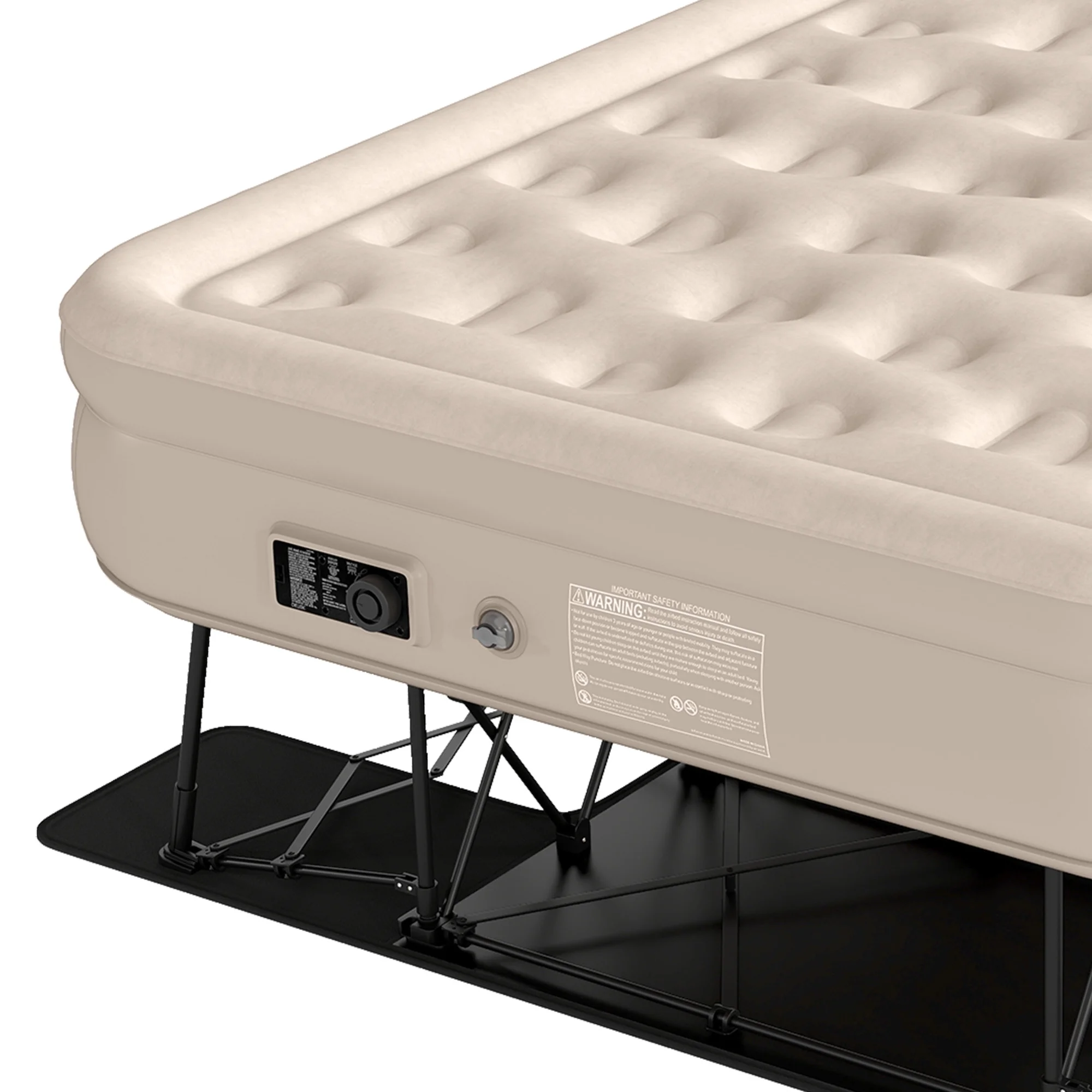 Uforic Inflatable Queen Air Mattress with Built-in Pump, Frame, Velvet Surface & Portable Storage Case, Khaki - Image 9