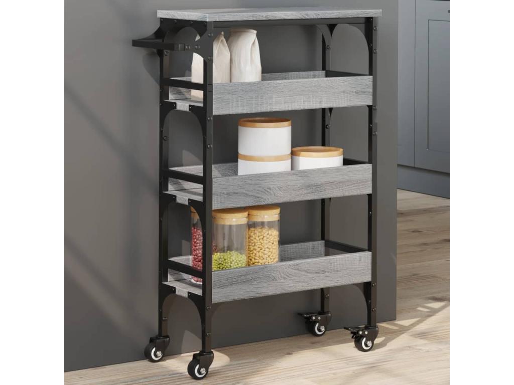 Carrito de cocina madera de ingeniería gris Sonoma 53x20x76 cm