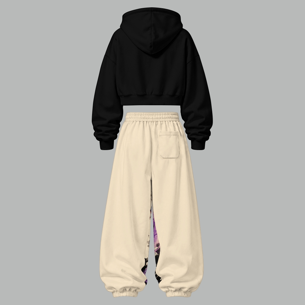 Pokémon Women's Cropped Long Sleeve Hoodie & High Waist Jogger Pants Two Piece Tracksuit Set 3051026 TeeThreads Sustain the Scene with Custom Apparel