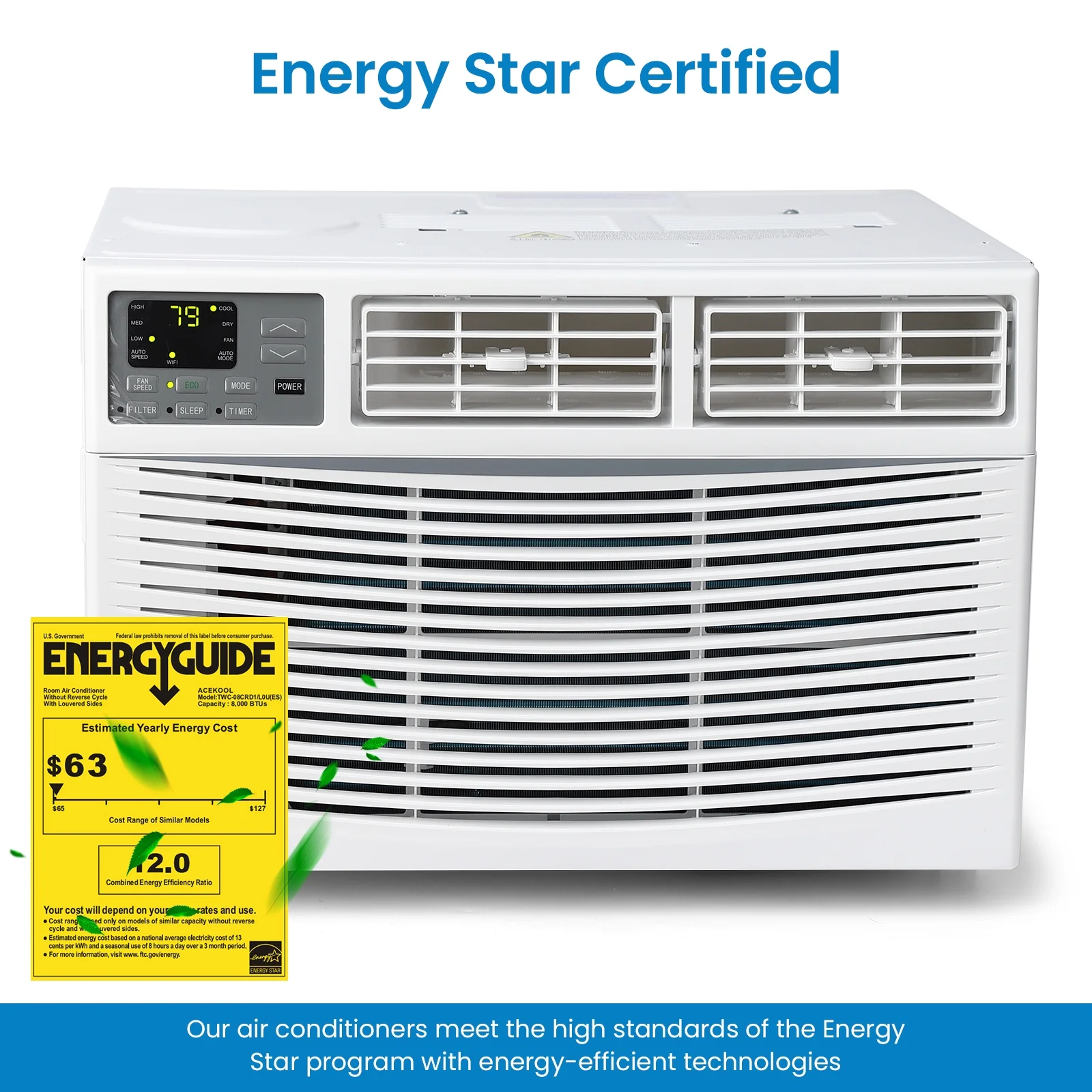 12000btu Window Air Conditioner With Wi-fi Enabled, Remote Control, Cooling Up To 550sq.ft, 115v Wall Mounted Window Ac Units For Rooms, Dehumidifier, Fan, Reusable Filter - Image 12
