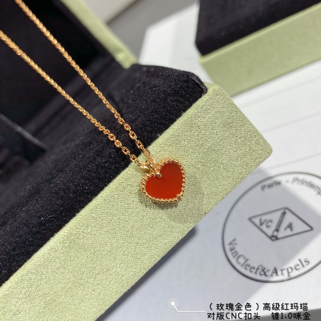 VCA Yellow Gold Red Sweet Heart Earrings Bracelet Necklace - Original Replica Club