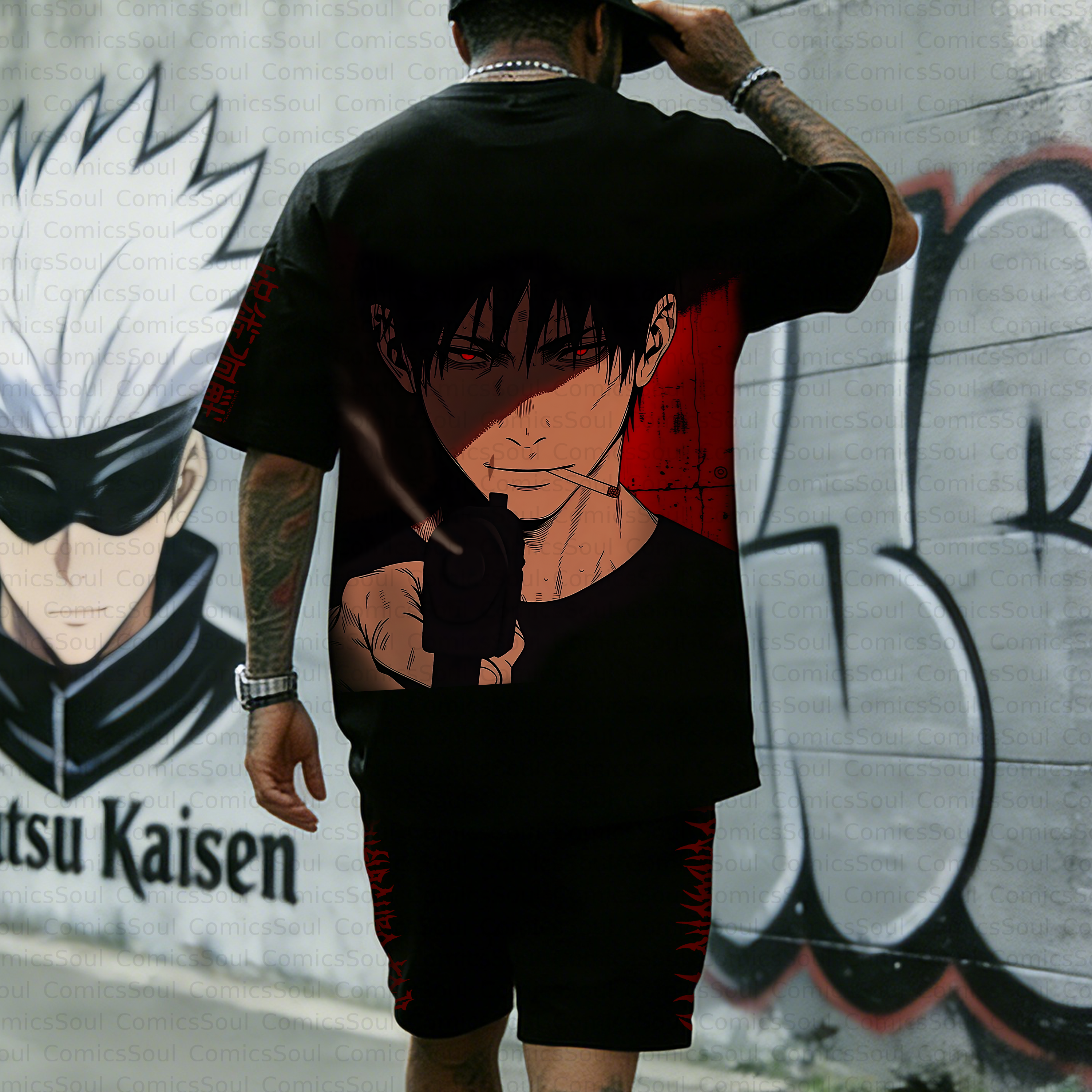 Unisex Anime Inspired Vintage T-shirt& Shorts 2 Pieces Set