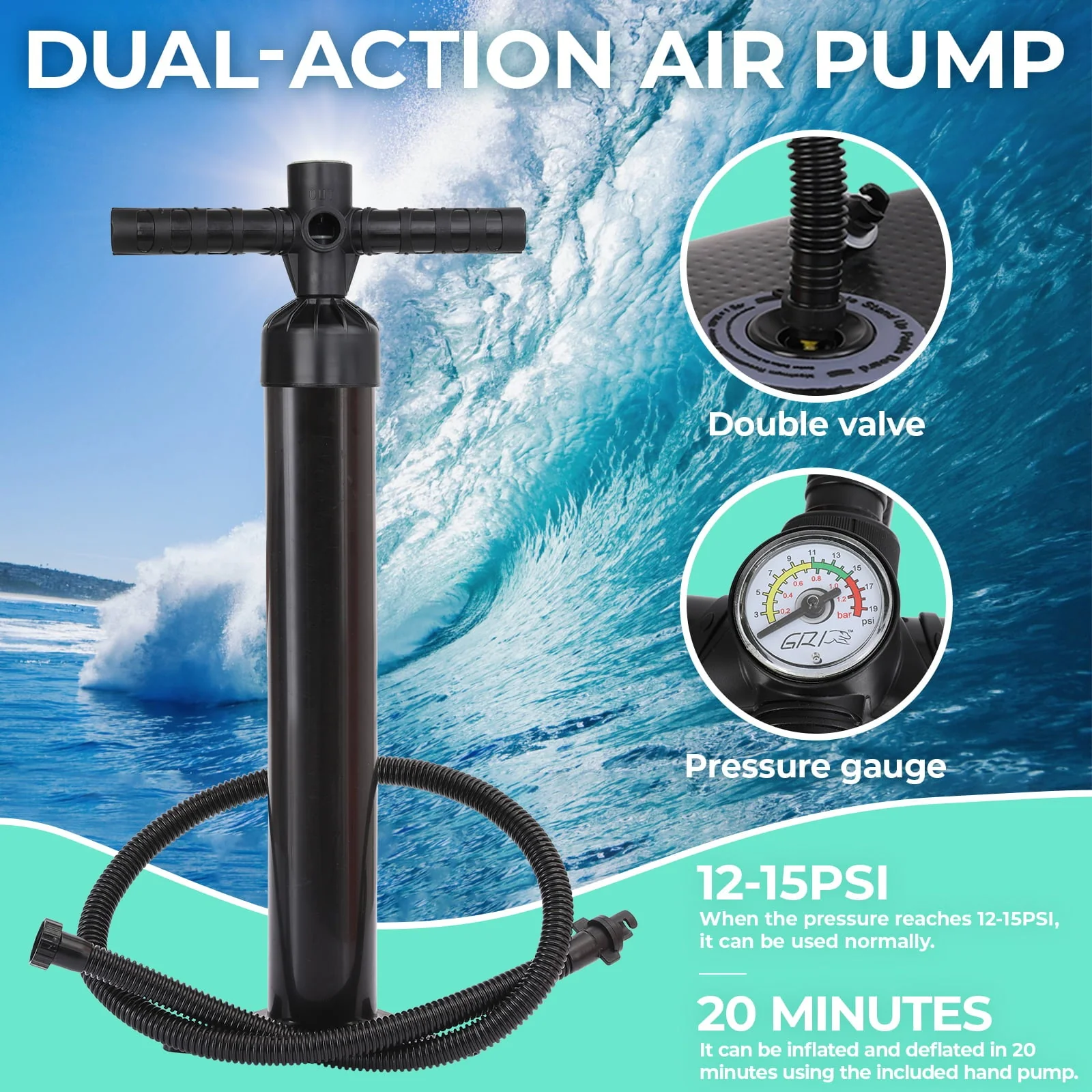 Arlopu Portable 10' Inflatable Stand Up Paddle Board with Aluminum Paddle, Leash, Hand Pump & Backpack for Youth Adult - Image 9