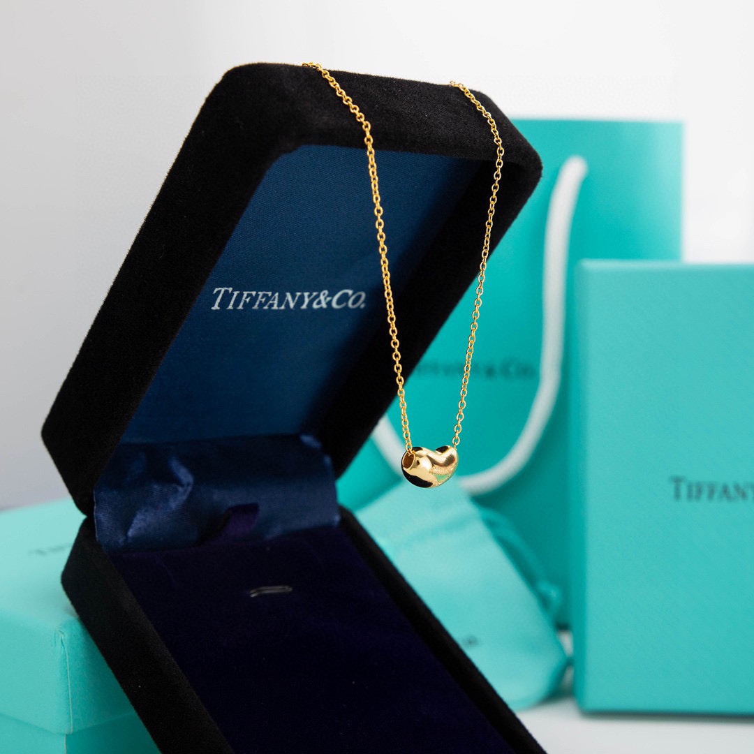 Tiffany Elsa Peretti® Bean® design Pendant Necklace in Yellow Gold, 6.5 mm - Original Replica Club