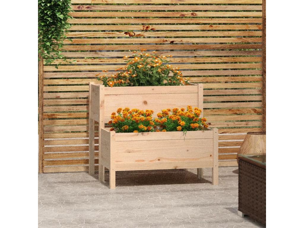 Jardinera de madera maciza de pino 84,5x84x75 cm
