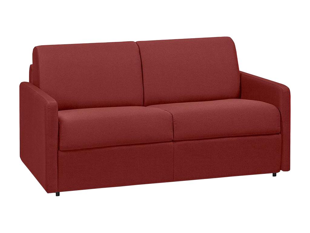 Sofá cama italiano 2 plazas de tela CALIFE - Rojo - Cama 120 cm - Colchón 22 cm