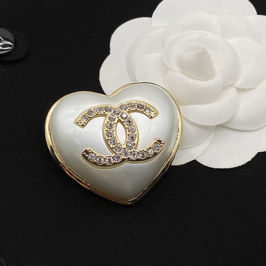 Chanel White Heart Brooch - Original Replica Club