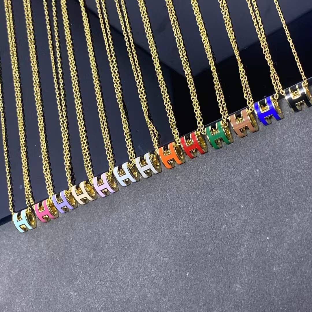 Hermes Mini Enamel H Pendant Necklace - Original Replica Club