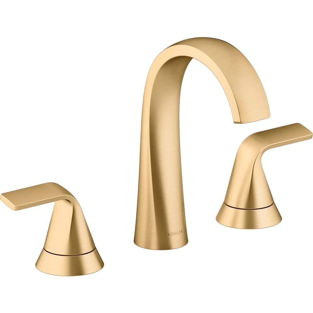 Kohler K-R30579-4D-2MB Cursiva Widespread Bathroom Sink Faucet(Vibrant Brushed Moderne Brass)