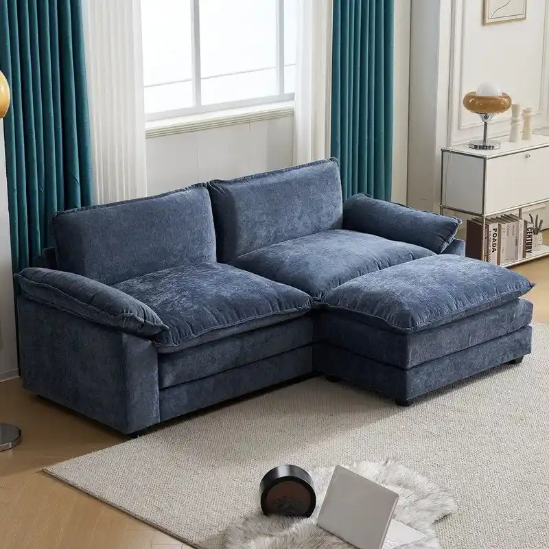 Chenille Two-Seater Sofa with Footstool - 2+1 Indoor Double Bag, Dimensions: 217*141*85