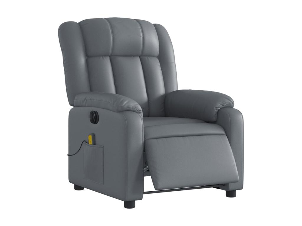 Sillón de masaje reclinable eléctrico cuero sintético gris