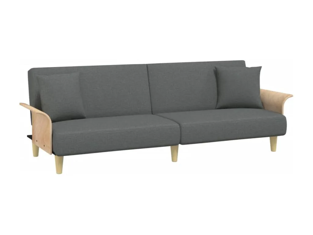 Sofá cama con reposabrazos tela gris oscuro MHPJ82152