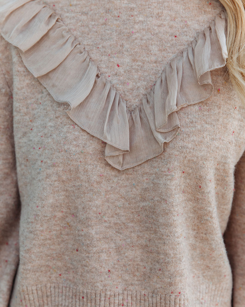 Lyric Ruffle Crop Turtleneck Sweater - Taupe - SALE - Se7enfashion
