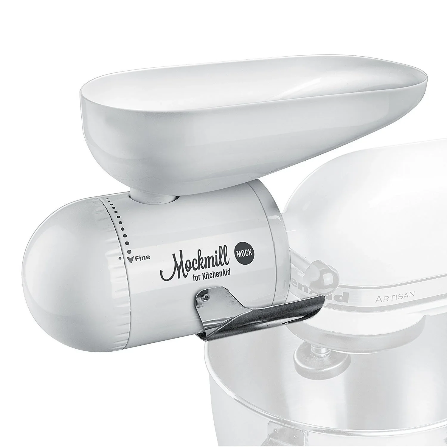 Wolfgang Mock  Mockmill KitchenAid White Metal and Ceramic Grain Mill Attachment