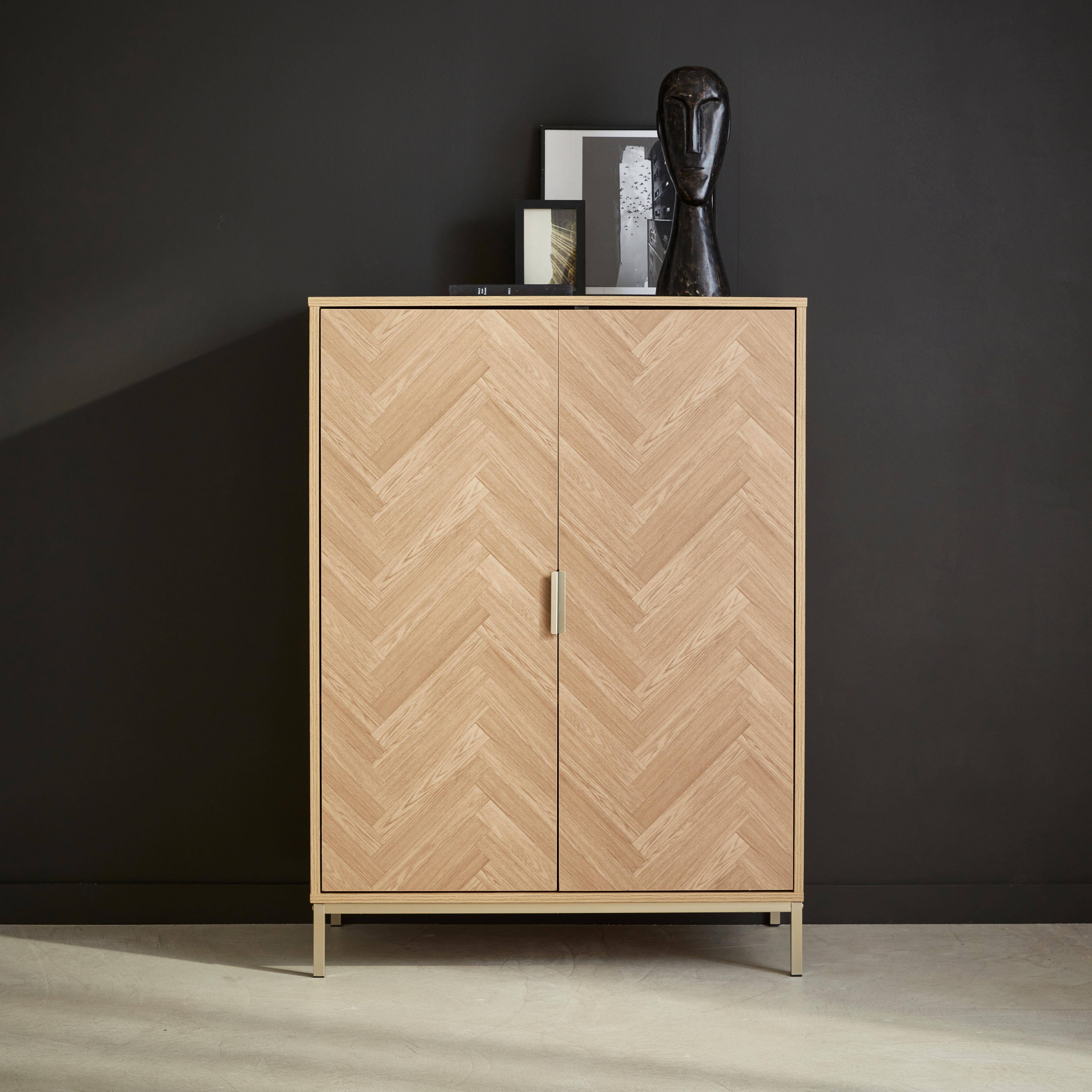Budapest - Cómoda con efecto madera y espiga de 2 puertas, 80cm