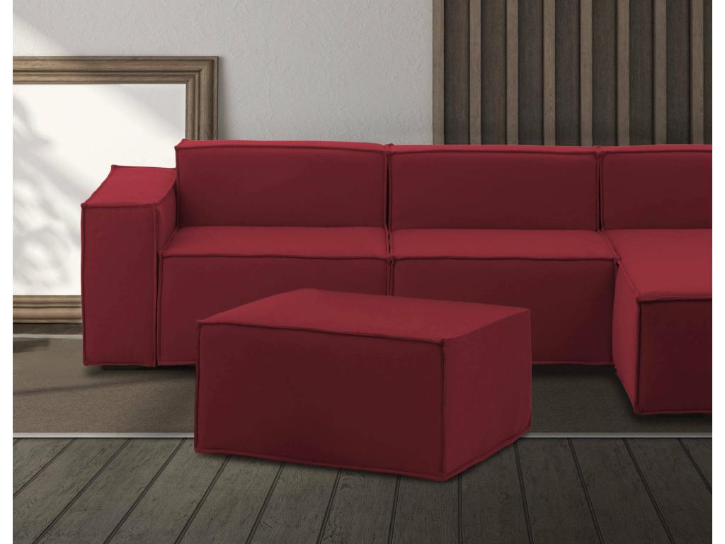 Puff - Otomana de la sala de estar - 100 por ciento Made in Italy - Sillón Luzssnh en tela tapizada - 80x70h43cm - Rojo