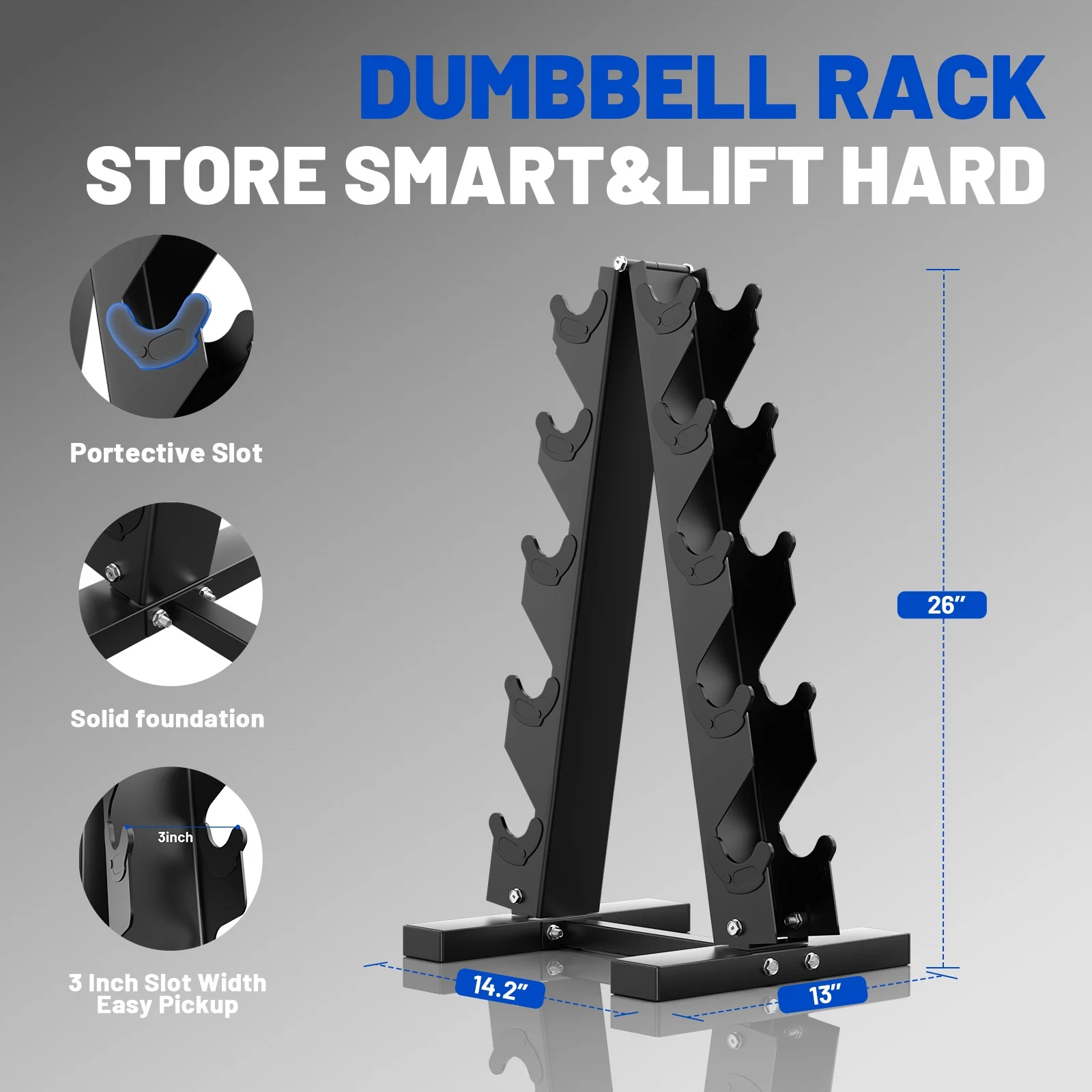 150 lb Dumbbell Set with Rack, Rubber Encased Hex Free Weights for Home Gym Strength Training - Image 6