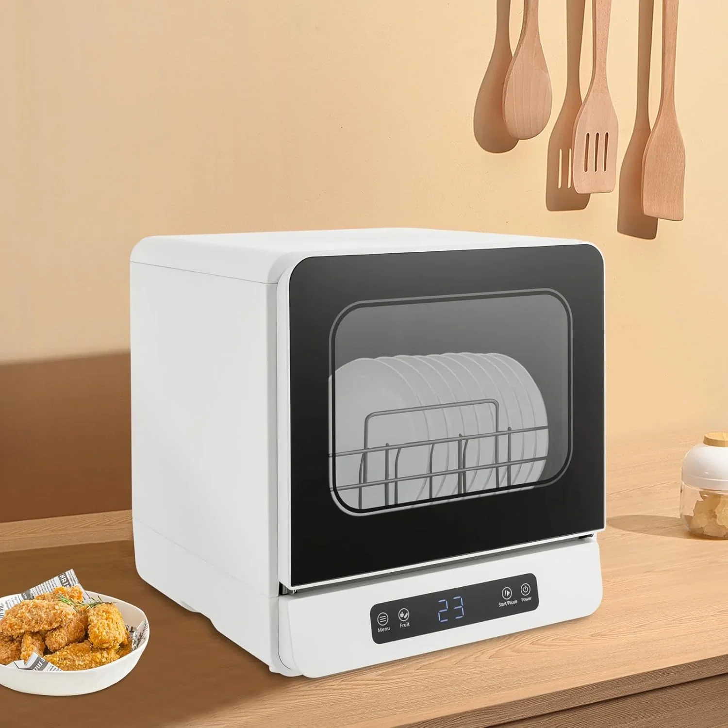 Countertop Dishwasher Compact Dishwasher, Mini Dishwasher with 4.8L Built-in Water Tank 110V Portable Dishwasher 5 Washing Programs 360- Dual Spray