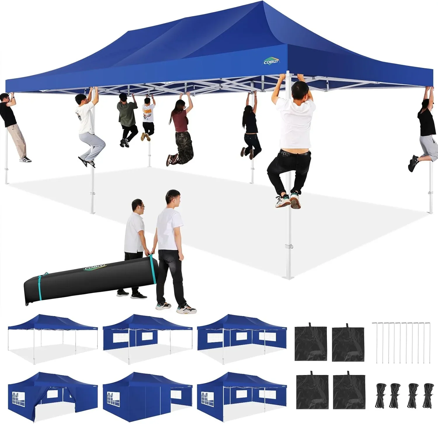 COBIZI 10x20 Heavy Duty Pop up Canopy Tent 6 sidewalls Commercial Canopy Wedding Party Tents