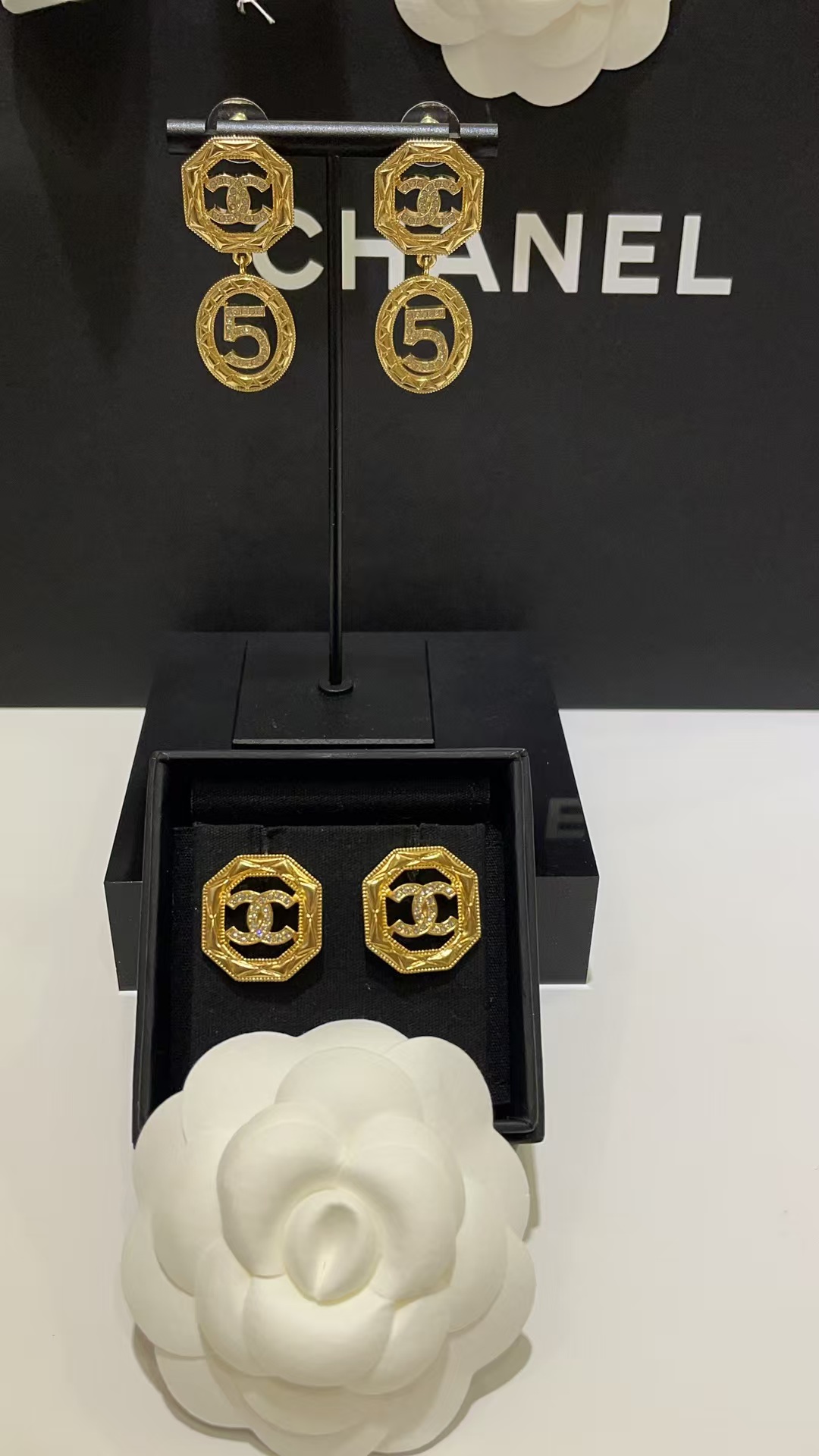 Chanel Geometric Octagon Stud Earrings - Original Replica Club