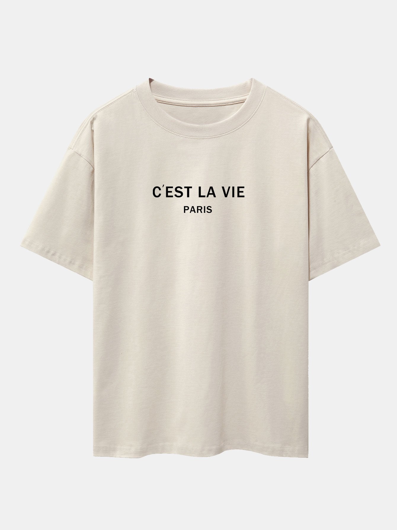 Paris Letter Print Dropped Shoulders Oversize T-Shirt