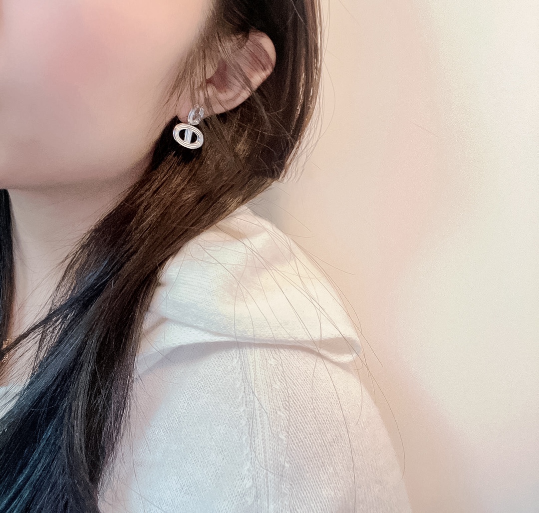 Hermes Pig Nose Dangle Earrings in Silver - Original Replica Club