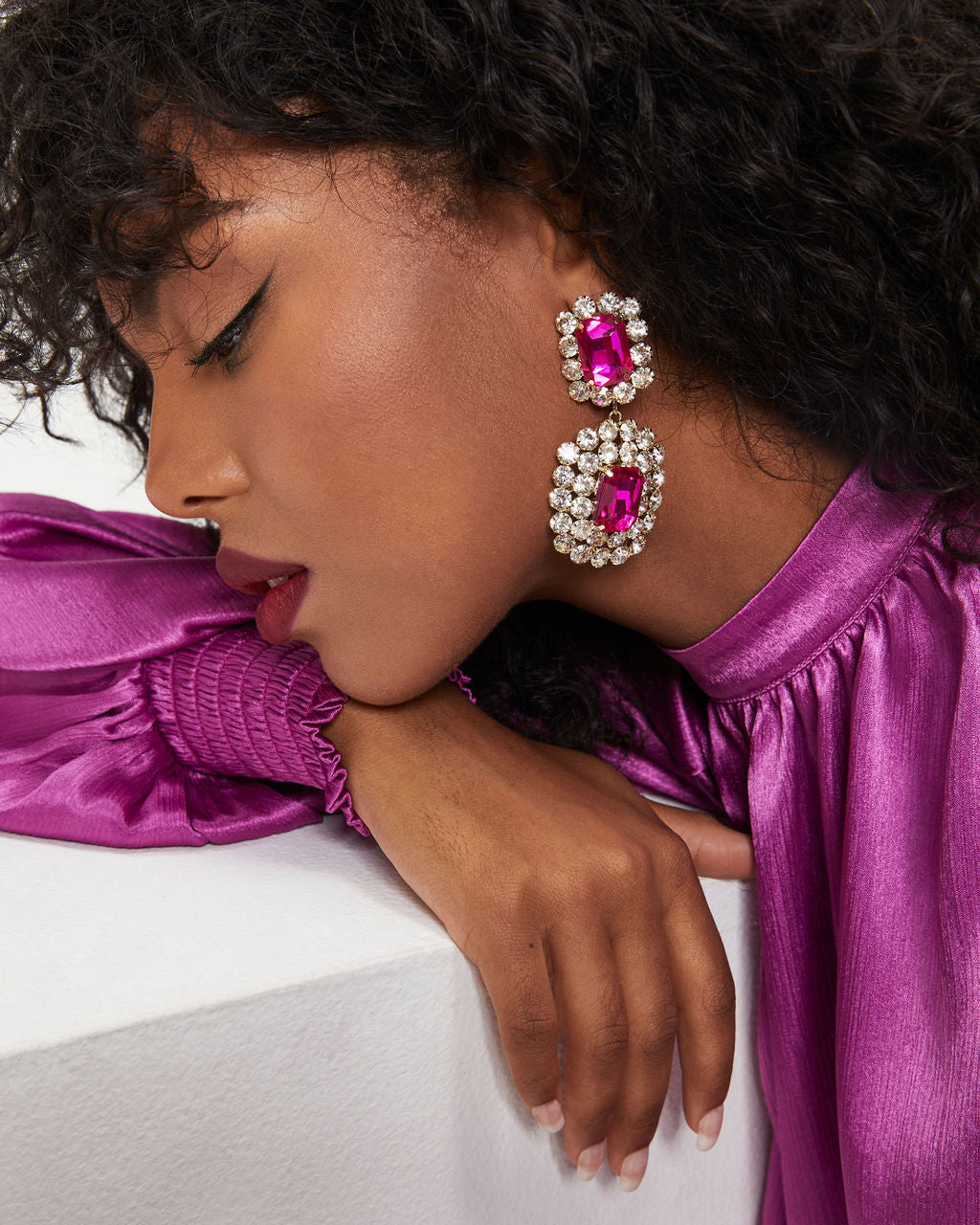 Monroe Drop Earrings - Pink - Se7enfashion
