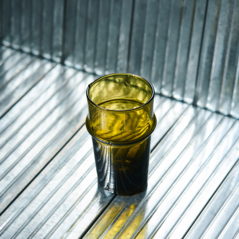 Petit verre marocain en verre soufflé - Vert foncé