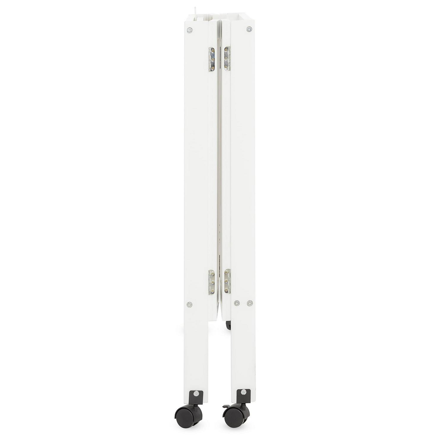 Dream On Me Quinn Full-Size Folding Crib. Removable Wheels. Modern Nursey. Adjustable Mattress Support. Patent Folding System in White - Image 18