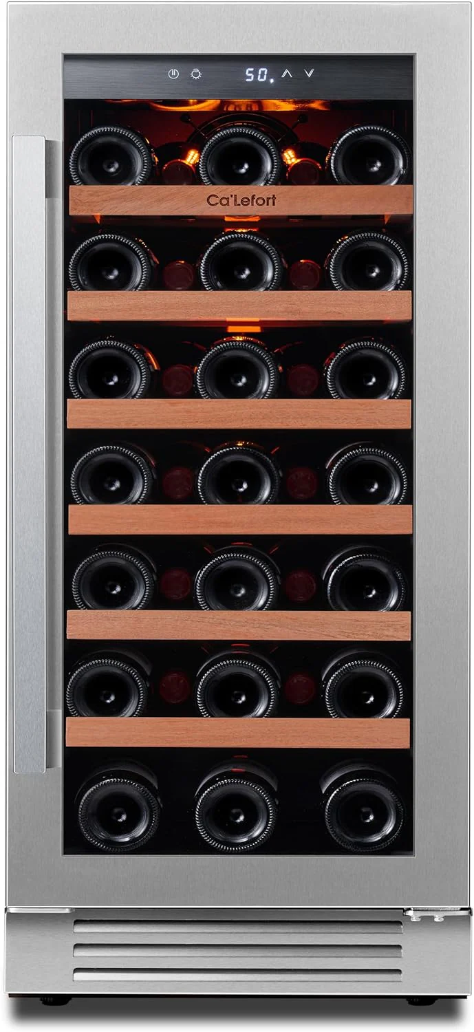 24'' Wine Cooler Refrigerator - 46 Bottle Wine Fridge Dual Zone with Modern Touch Intelligent Digital 40°-65°F Low Noise, Built in or Freestanding Wine Cooler for Home and Kitchen